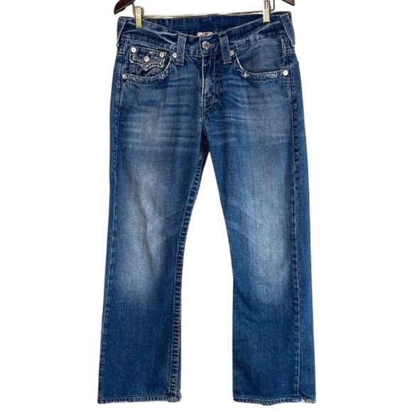 True Religion Y2K Mens Classic Boot Cut Button Flap Jeans Blue Medium Wash 31 - Picture 2 of 12